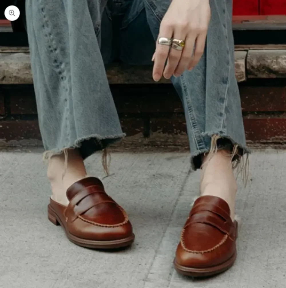 Kelsi Dagger SZ 8.5 Brooklyn Lock Cognac Faix Fir Penny Loafer Mules NEW